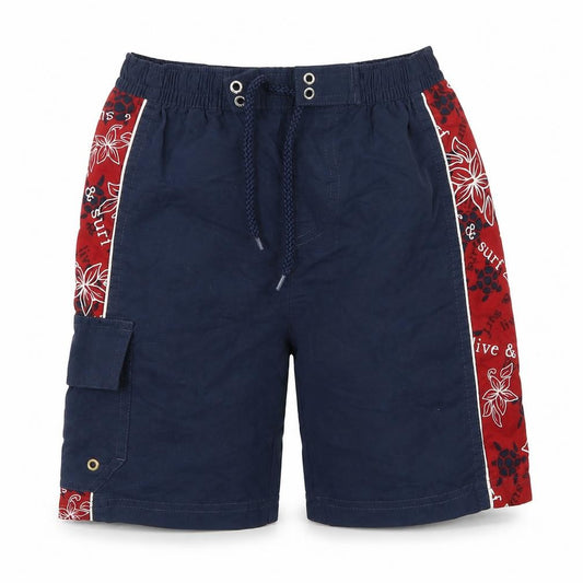 NAF NAF Boys Blue Geometric Polyester Cargo Shorts Size 5-6 Years Regular - Swim Shorts