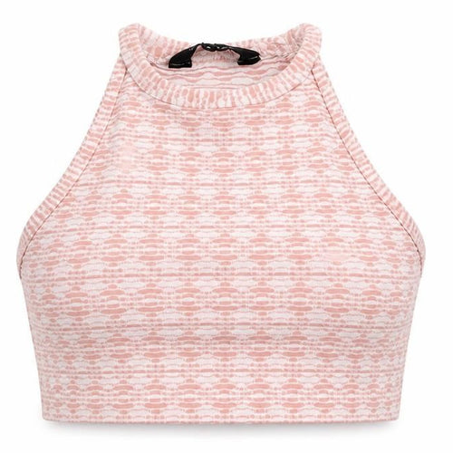 New Look Womens Pink Geometric Polyester Cropped Tank Size 8 Round Neck