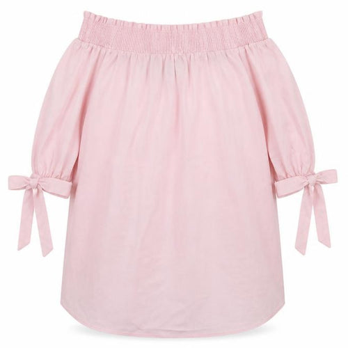 New Look Womens Pink 100% Cotton Sheath Size 12 Off the Shoulder