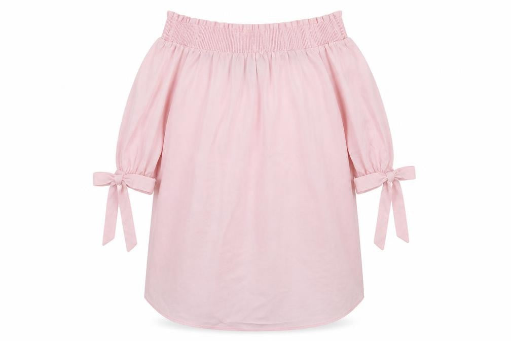 New Look Womens Pink 100% Cotton Sheath Size 12 Off the Shoulder