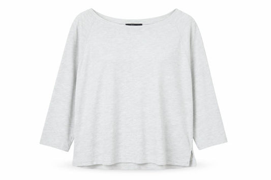 Front view of Marks & Spencer women’s grey crew neck cotton jumper, size UK 14