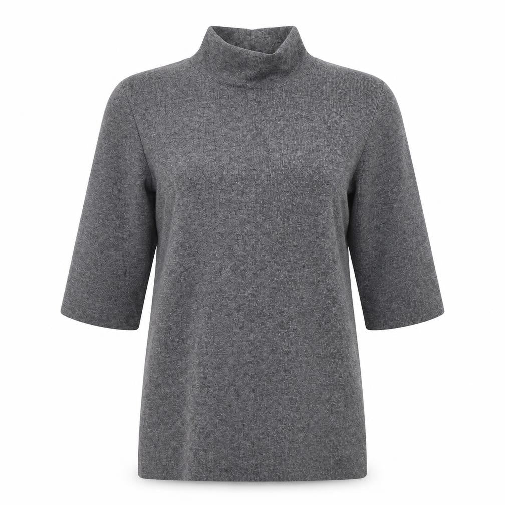 Front view of Zara women’s grey mock neck polyester jumper, size S