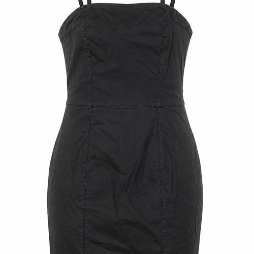 Denim & Co. Womens Black Viscose Bodycon Size 8 Square Neck