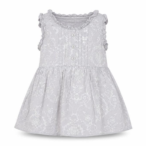 NEXT Girls Grey Floral 100% Cotton Fit & Flare Size 5 Years Round Neck Pullover