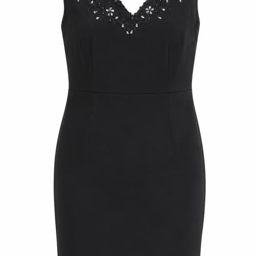 Dorothy Perkins Womens Black Polyester Pencil Dress Size M V-Neck Zip