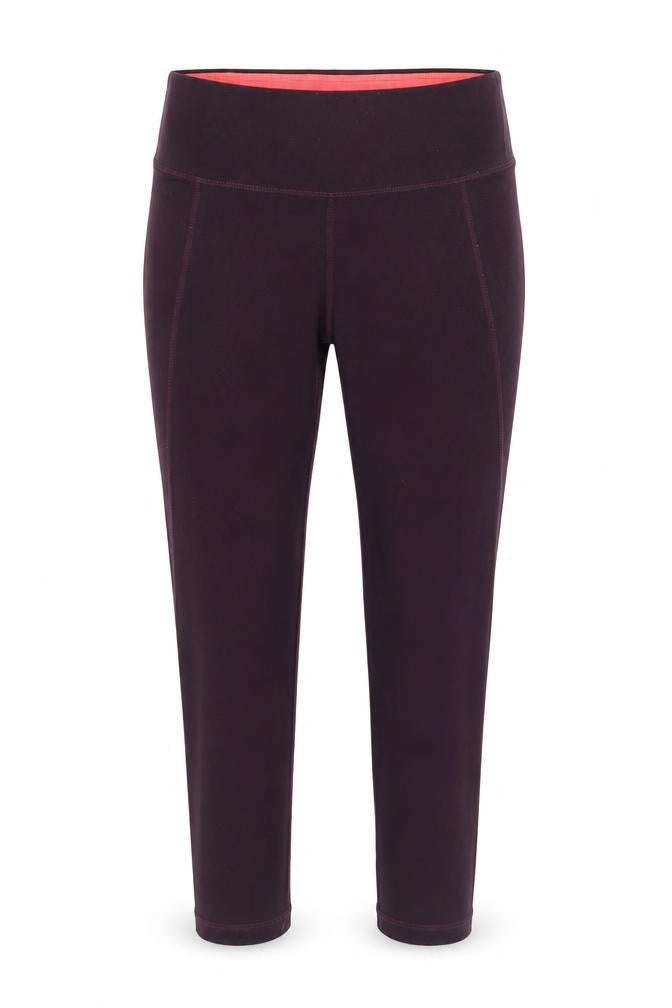 Front view of H&M women’s purple polyester cropped leggings, size XS, 25-inch leg regular