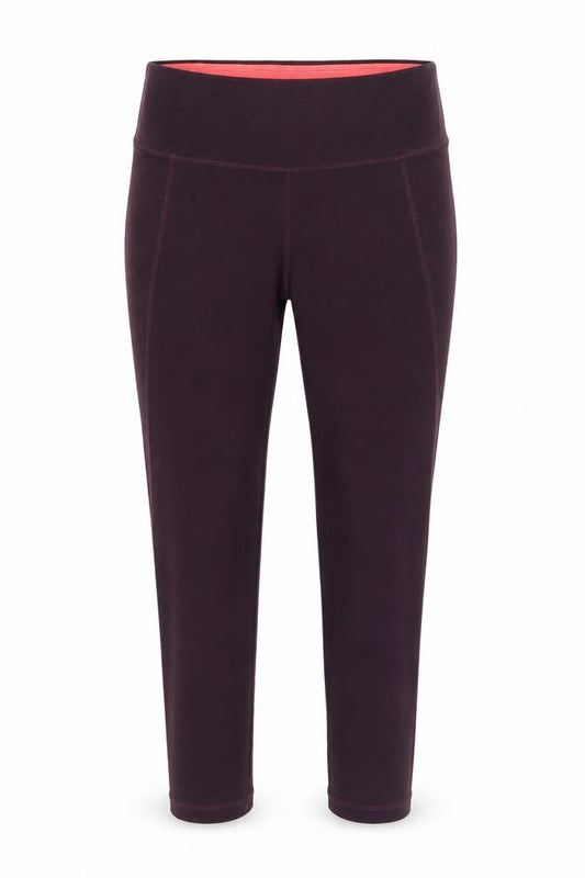 Front view of H&M women’s purple polyester cropped leggings, size XS, 25-inch leg regular