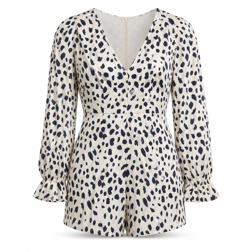 Missguided Womens Beige Animal Print Polyester Playsuit One-Piece Size 4 Zip