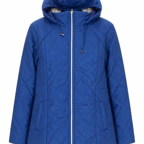 Anne De Lancay Womens Blue Quilted Coat Size M Zip