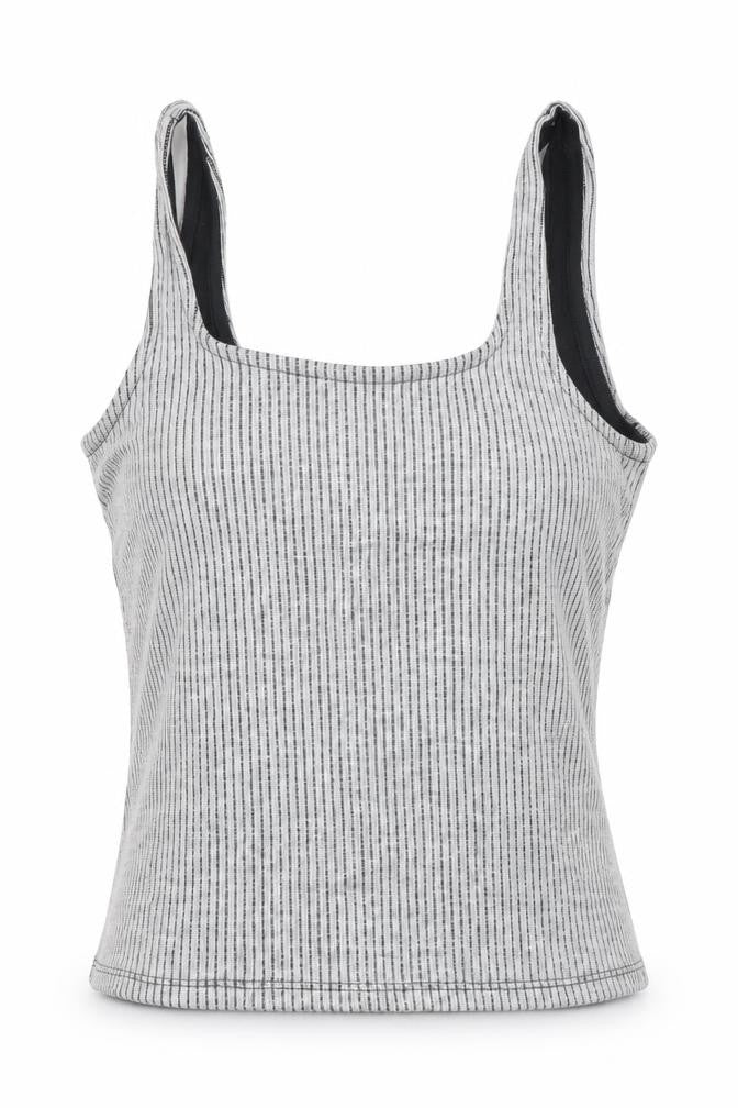 Topshop Womens Grey Cotton Cropped Tank Size 6 Round Neck