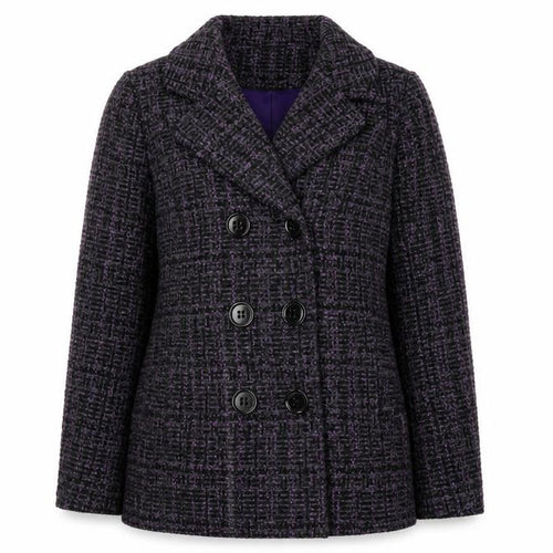 Classics Womens Purple Plaid Overcoat Coat Size 14
