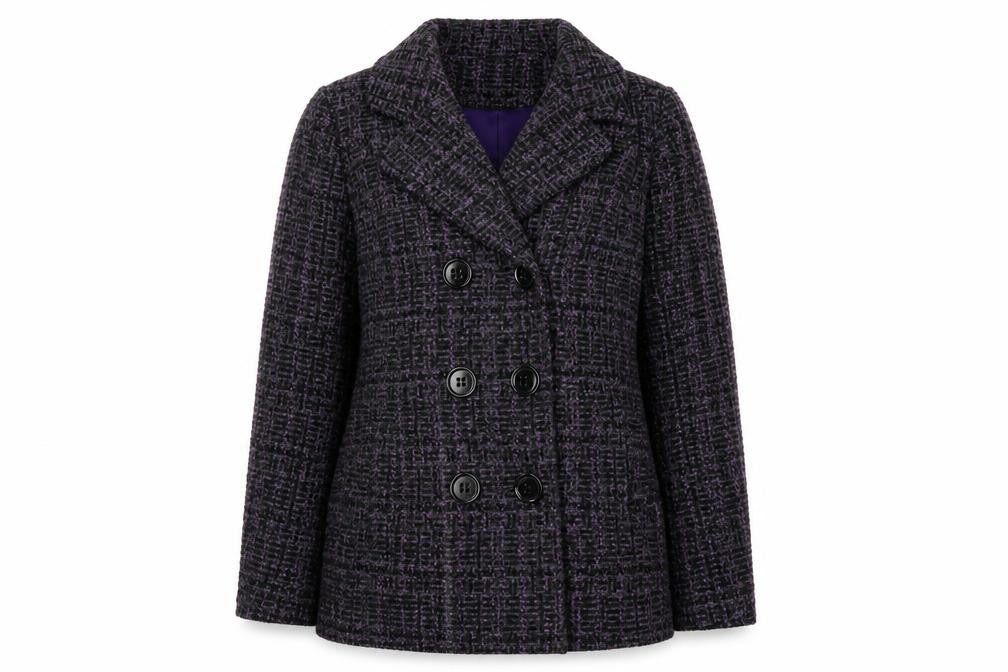 Classics Womens Purple Plaid Overcoat Coat Size 14