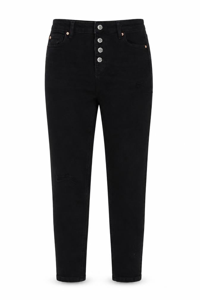 Denim & Co. Womens Black Cotton Tapered Jeans Size 12 L27 in Regular