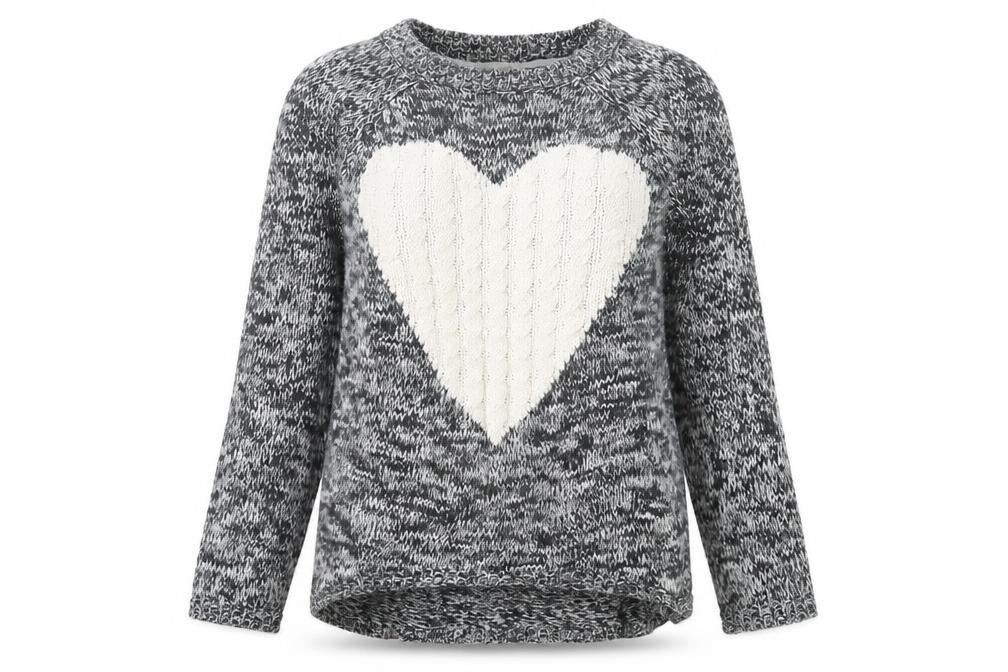 Heart & Soul Womens Grey Crew Neck Acrylic Pullover Jumper Size 12