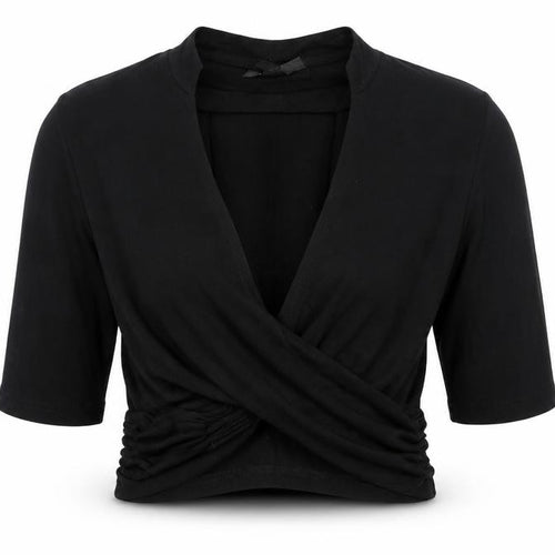 Topshop Womens Black Viscose Cropped T-Shirt Size 6 Halter