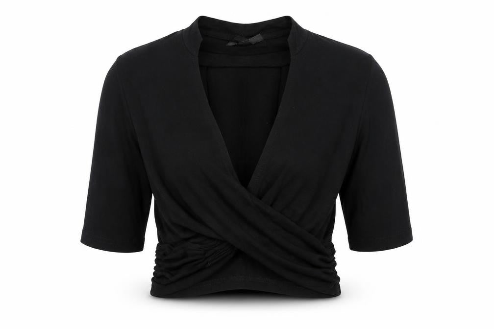 Topshop Womens Black Viscose Cropped T-Shirt Size 6 Halter