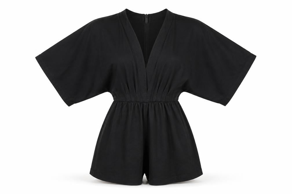 Topshop Womens Black Elastane Playsuit One-Piece Size 4 Pullover