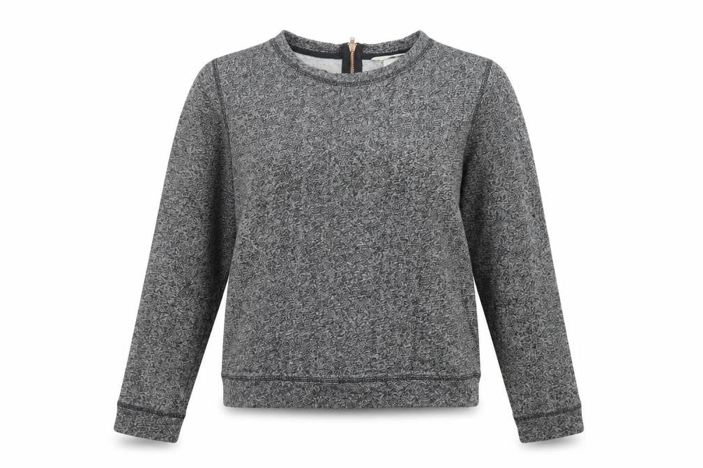 Front view of h7m women’s grey cotton pullover sweatshirt, size S, zip