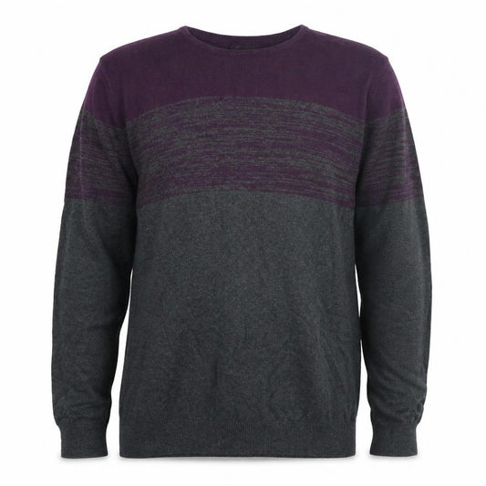 Front view of Autograph men’s grey round neck cotton jumper, size L