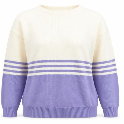 BHS Womens Purple Round Neck Striped Acrylic Pullover Jumper Size 10