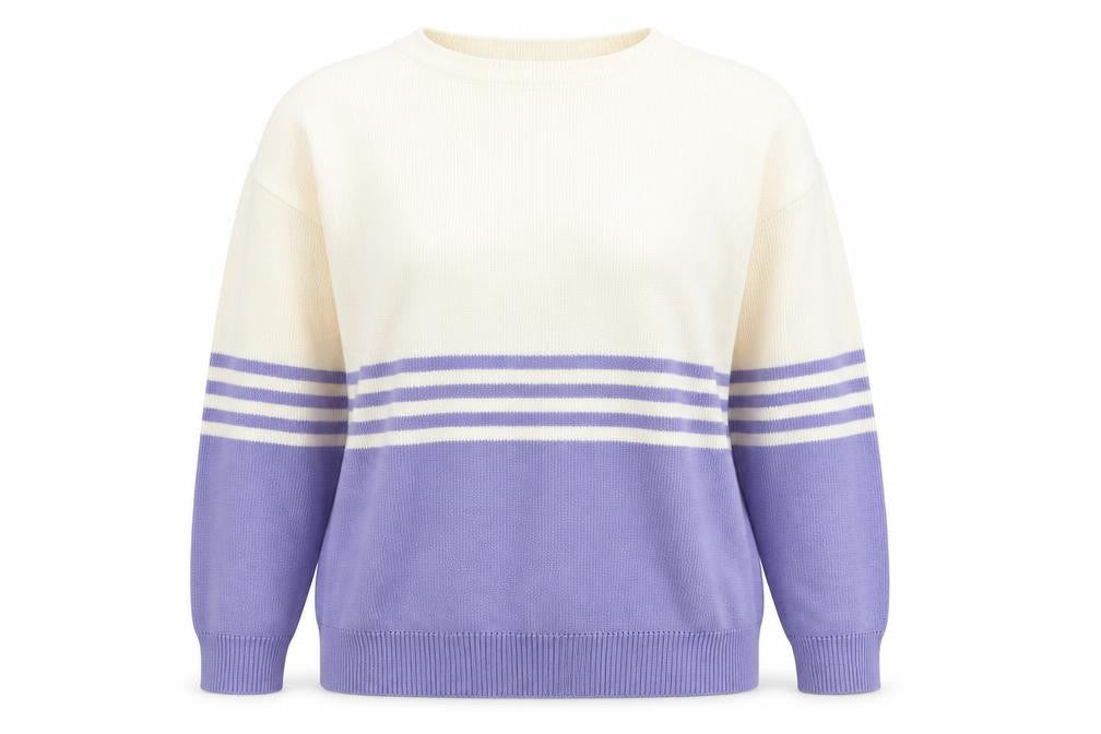BHS Womens Purple Round Neck Striped Acrylic Pullover Jumper Size 10