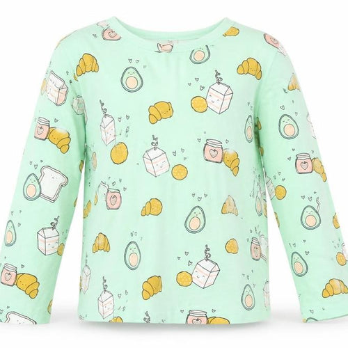 George Girls Green Geometric Cotton Basic T-Shirt Size 7-8 Years Round Neck