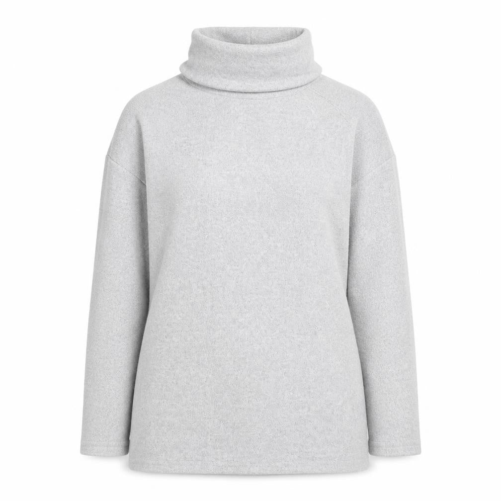 Front view of New Look women’s grey roll neck polyester jumper, size S