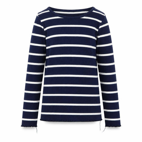 TU Girls Blue Striped Cotton Basic T-Shirt Size 10 Years Round Neck