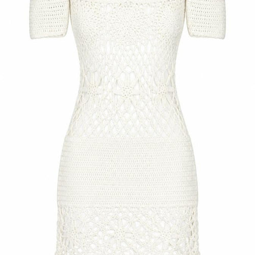 Missguided Womens White Acrylic Pencil Dress Size S Square Neck Pullover - Beach Cover
