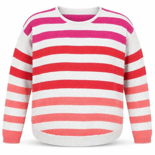 Design History Womens Grey Round Neck Striped Rayon Pullover Jumper Size 12