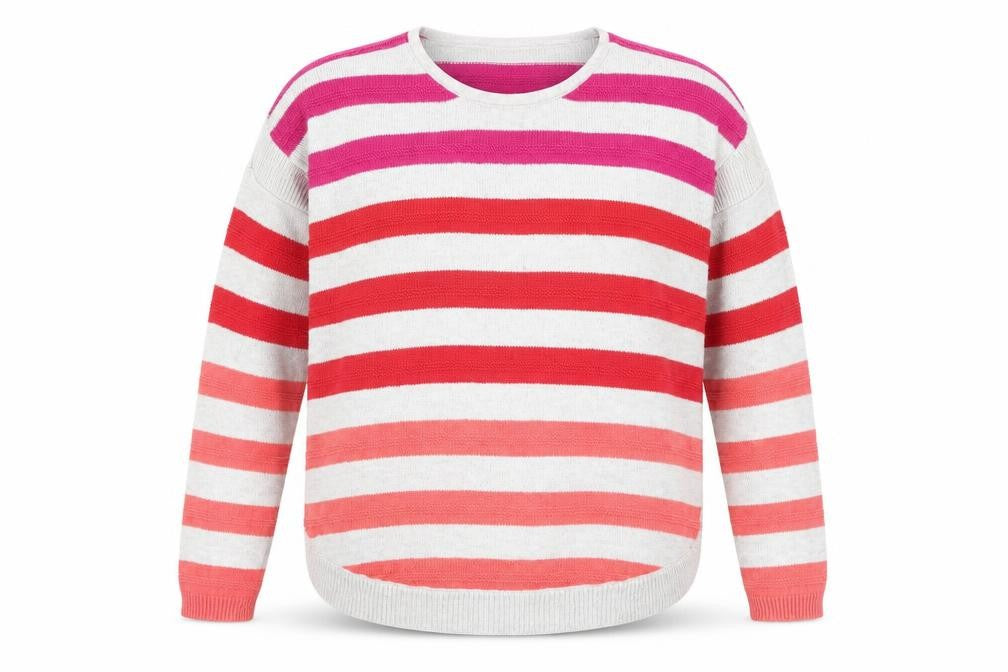 Design History Womens Grey Round Neck Striped Rayon Pullover Jumper Size 12