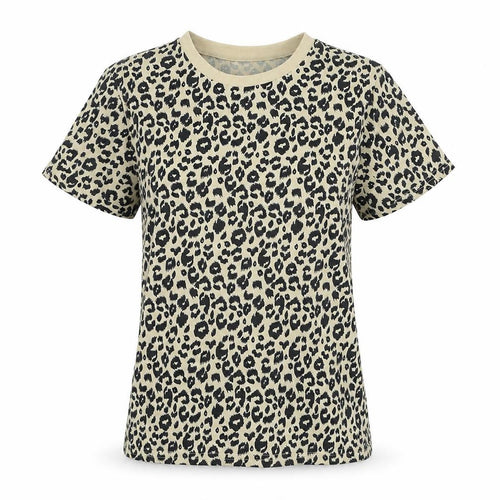 Blooming Jelly Womens Beige Animal Print Basic T-Shirt Size M Crew Neck