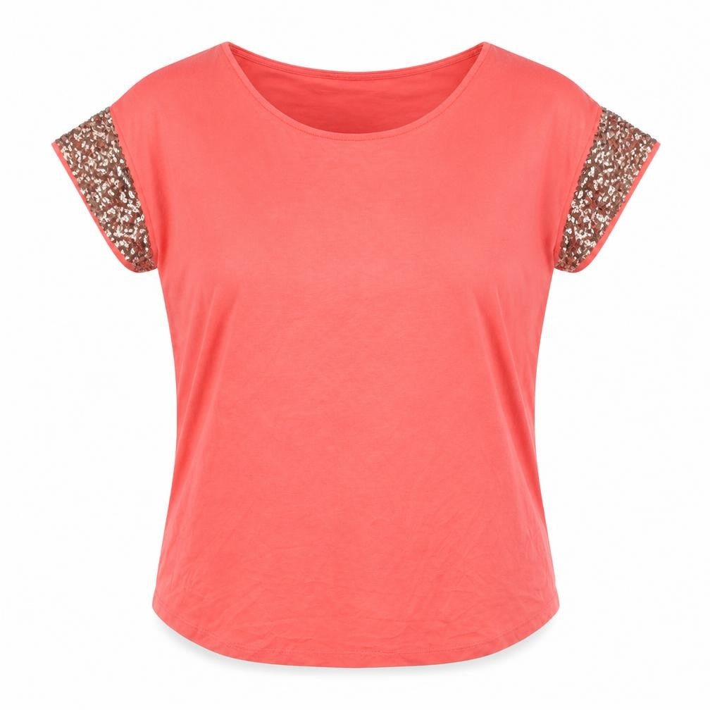 Marks and Spencer Womens Pink Viscose Basic T-Shirt Size 14 Scoop Neck