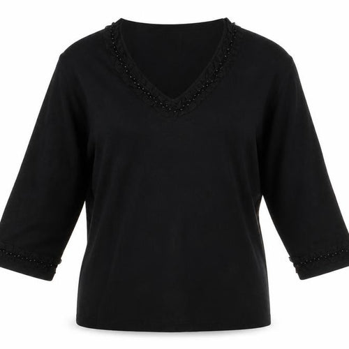 Cashmasoft Womens Black V-Neck Acrylic Pullover Jumper Size M