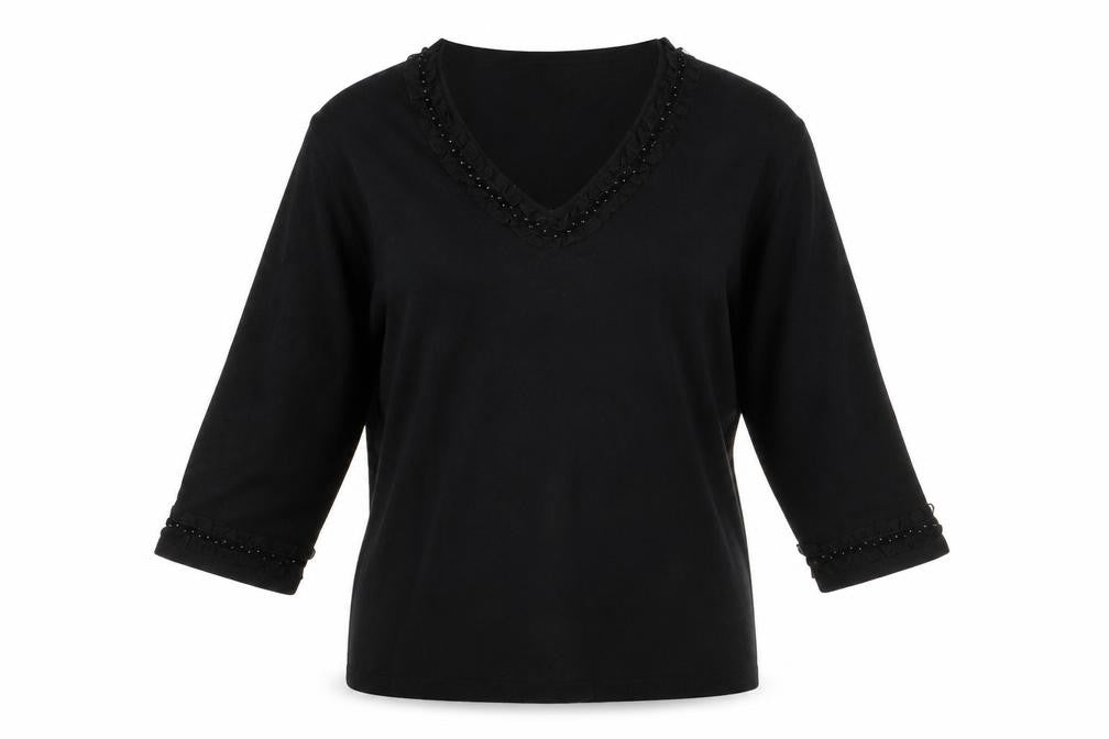 Cashmasoft Womens Black V-Neck Acrylic Pullover Jumper Size M