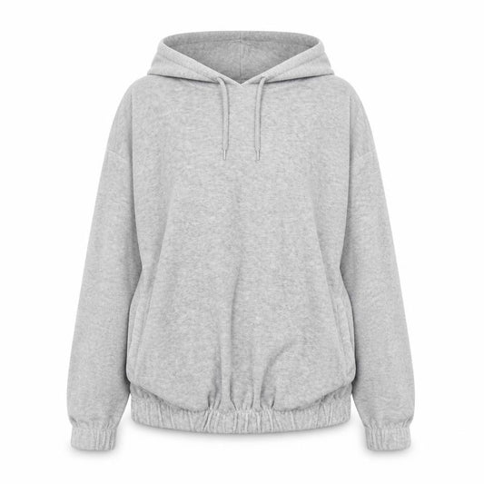 Front view of ASOS women’s grey polyester pullover hoodie, size S