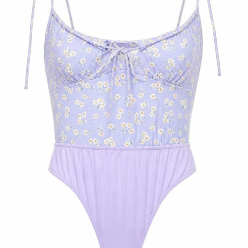 In the Style Womens Purple Floral Polyester Bodysuit One-Piece Size 12