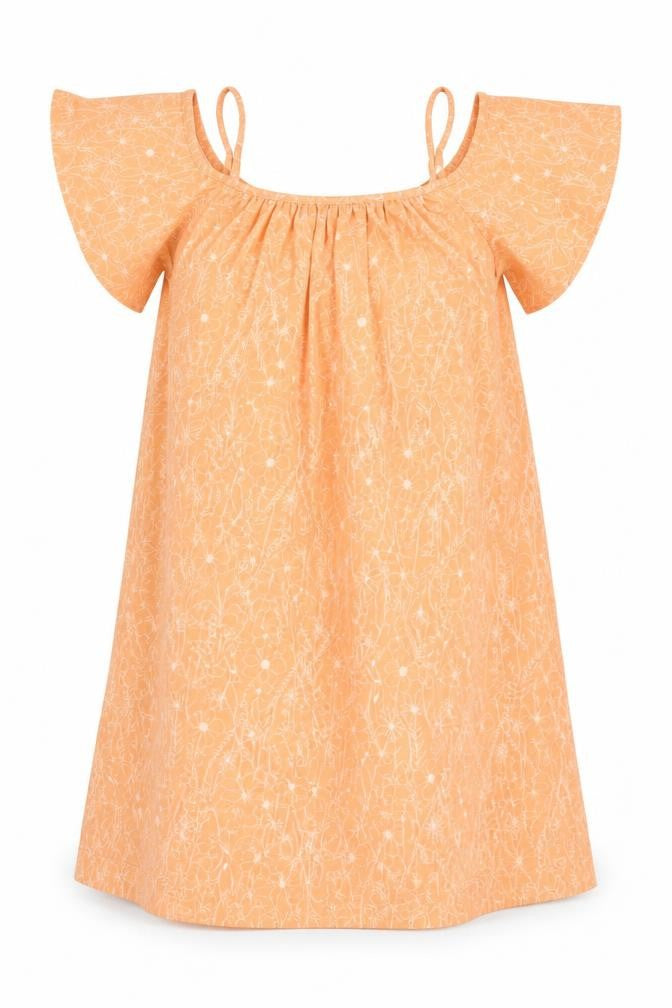 Front view of Next women’s orange floral polyester a-line, size UK 10, round neck