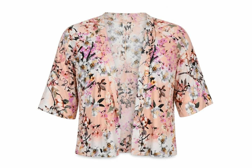 Warehouse Womens Pink Round Neck Floral Polyester Cardigan Jumper Size M