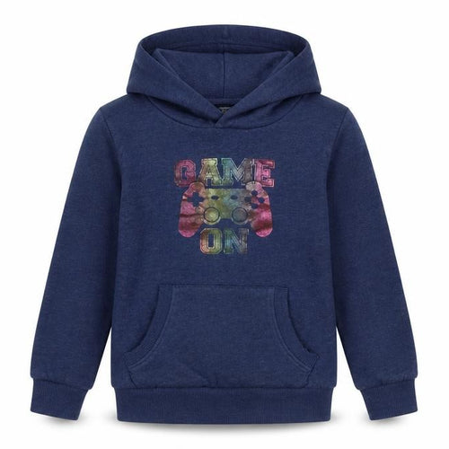Jeff & Co Boys Blue Geometric Cotton Pullover Hoodie Size 5-6 Years - Game on