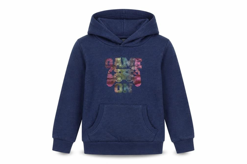 Jeff & Co Boys Blue Geometric Cotton Pullover Hoodie Size 5-6 Years - Game on