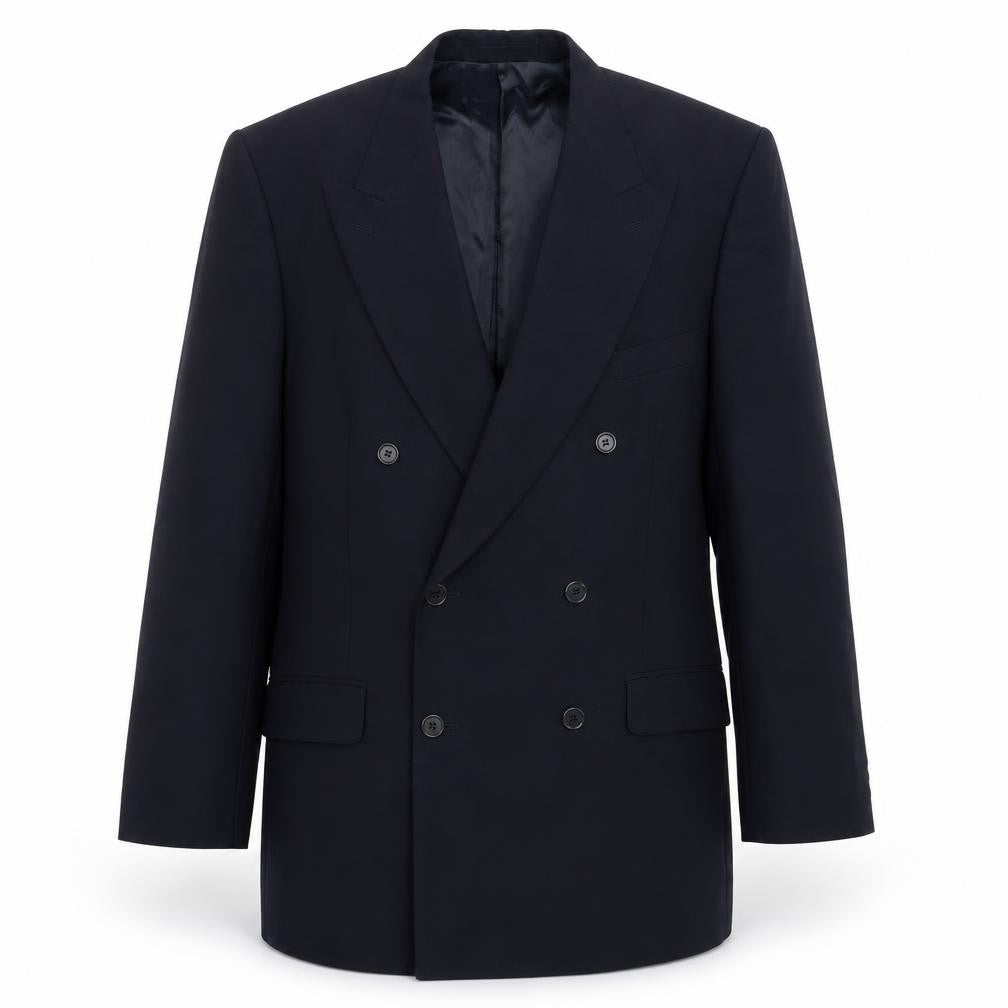 Front view of Marks & Spencer men’s blue wool jacket suit jacket, size 42