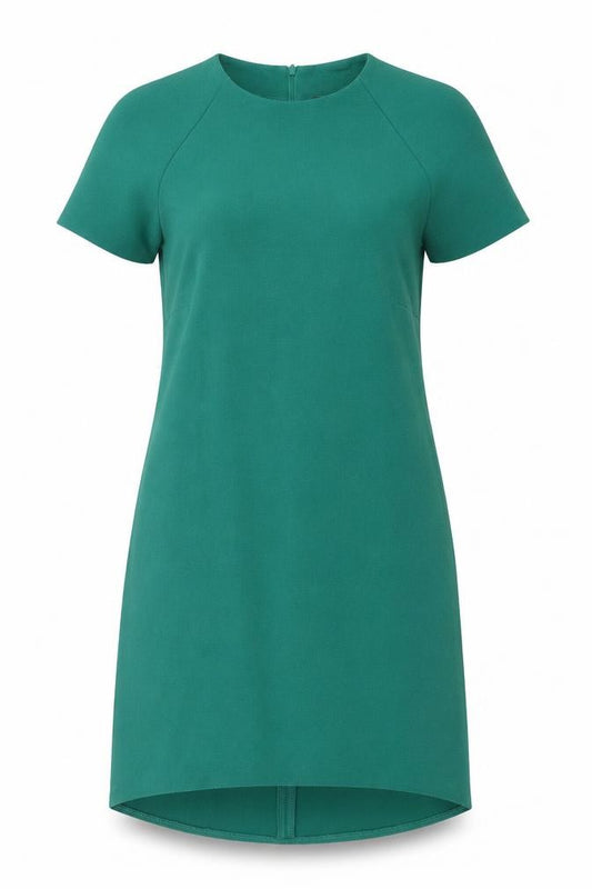 Front view of Atmosphere women’s green polyester t-shirt dress, size UK 6, round neck zip