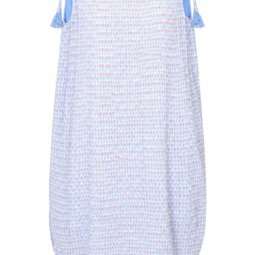 Mint & Berry Womens Blue Geometric Polyester Tank Dress Size 8 Crew Neck Button
