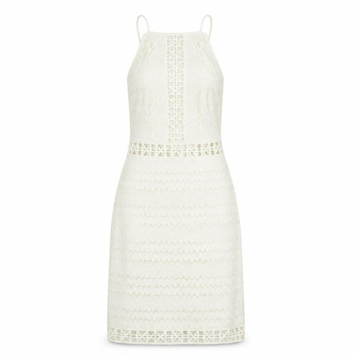 Topshop Womens Ivory Nylon Fit & Flare Size 10 Round Neck