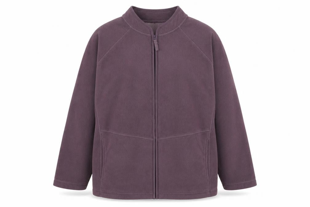 Front view of Tu women’s purple high neck polyester full zip jumper, size S