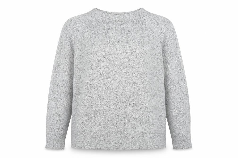 Front view of F&F women’s grey round neck viscose jumper, size UK 12