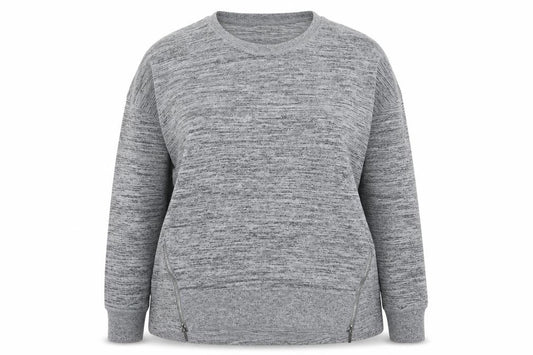 Front view of Peacocks women’s grey round neck polyester jumper, size UK 18