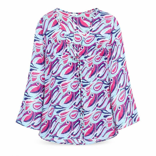 Front view of Next women’s multicoloured polyester basic t-shirt, size UK 14, v-neck