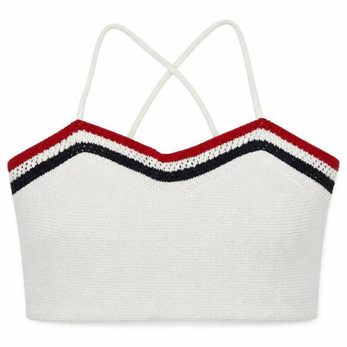 Zara Knit Womens Ivory Acrylic Cropped Tank Size 12 V-Neck